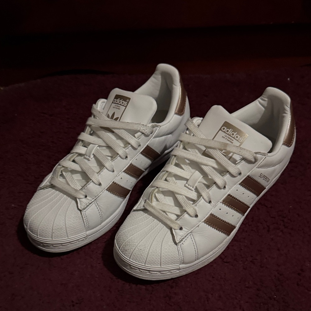 Adidas Original Sneakers with Rose Gold Stripes